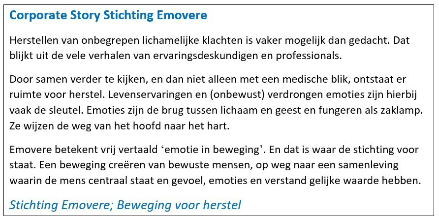 Corporate story voor Stichting Emovere